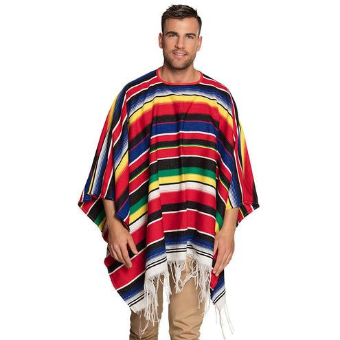 E-Carnavalskleding.nl Mexicaanse poncho Diego kleurrijk