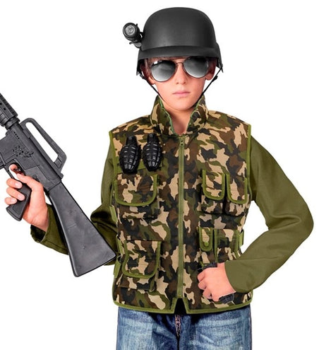 E-Carnavalskleding.nl Militair camouflage vest kostuum Lynn kind