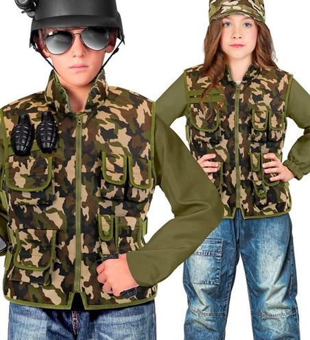 E-Carnavalskleding.nl Militair camouflage vest kostuum Lynn kind