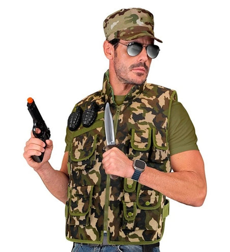 E-Carnavalskleding.nl Militair camouflage vest kostuum Lynn volwassenen