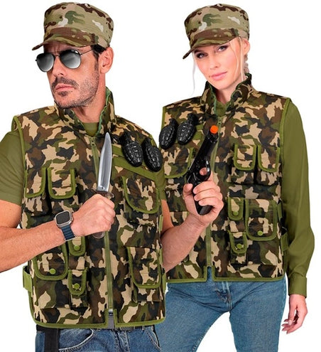 E-Carnavalskleding.nl Militair camouflage vest kostuum Lynn volwassenen