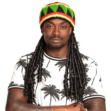 E-Carnavalskleding.nl Muts Rasta Jamaica met haren