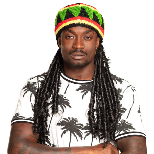 E-Carnavalskleding.nl Muts Rasta Jamaica met haren