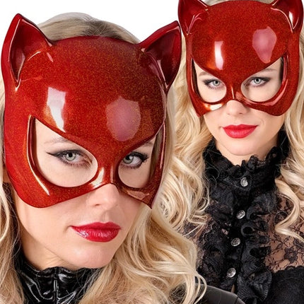 E-Carnavalskleding.nl Oogmasker kat rood Fleur