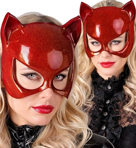 E-Carnavalskleding.nl Oogmasker kat rood Fleur