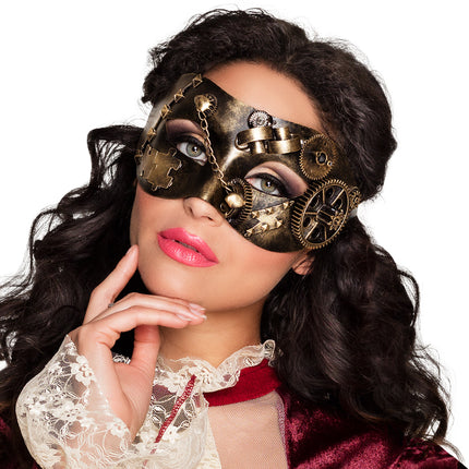 E-Carnavalskleding.nl Oogmasker Steampunk brons luxe