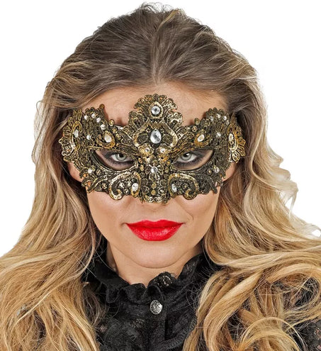 E-Carnavalskleding.nl Oogmasker theater goud Bente