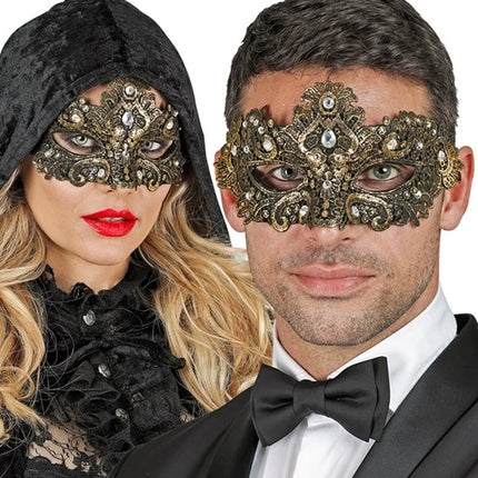 E-Carnavalskleding.nl Oogmasker theater goud Bente