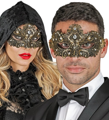 E-Carnavalskleding.nl Oogmasker theater goud Bente