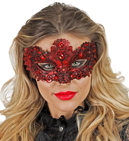 E-Carnavalskleding.nl Oogmasker theater rood Lynn