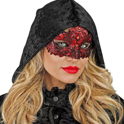 E-Carnavalskleding.nl Oogmasker theater rood Lynn