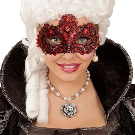 E-Carnavalskleding.nl Oogmasker theater rood Lynn