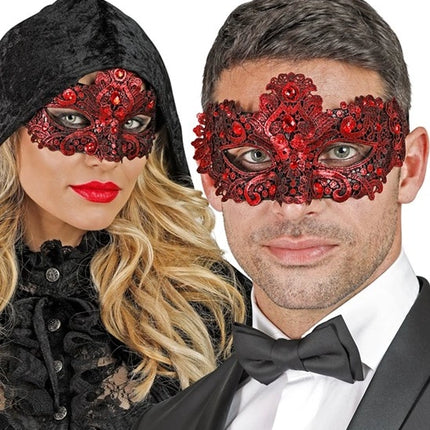 E-Carnavalskleding.nl Oogmasker theater rood Lynn