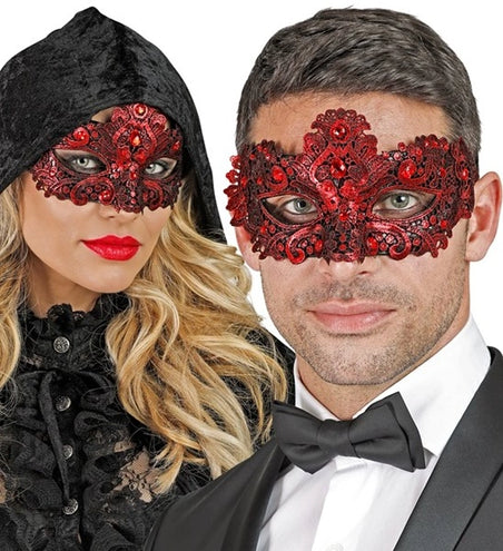 E-Carnavalskleding.nl Oogmasker theater rood Lynn