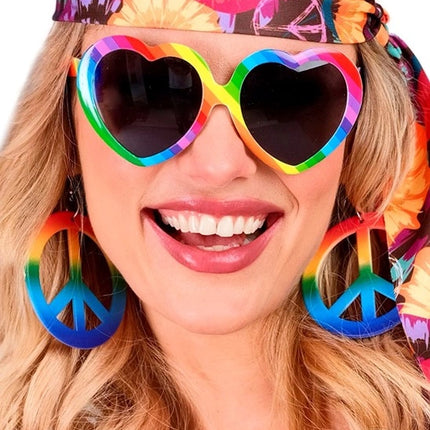 E-Carnavalskleding.nl Oorbellen hippie regenboog Evi