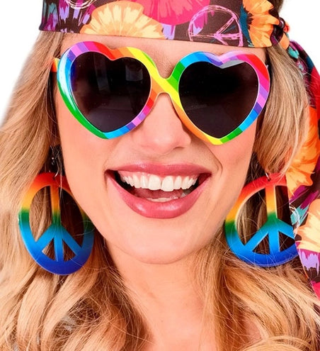 E-Carnavalskleding.nl Oorbellen hippie regenboog Evi