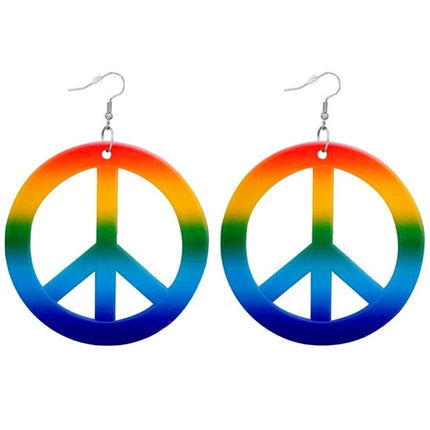 E-Carnavalskleding.nl Oorbellen hippie regenboog Evi