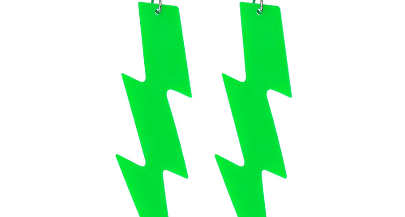 E-Carnavalskleding.nl Paar oorbellen Flash neon groen