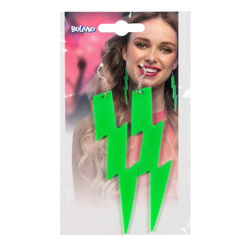 E-Carnavalskleding.nl Paar oorbellen Flash neon groen