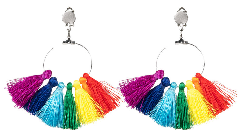 E-Carnavalskleding.nl Paar oorbellen Regenboogkwastjes