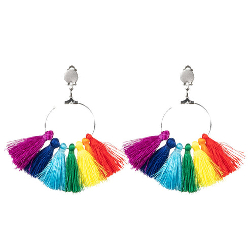 E-Carnavalskleding.nl Paar oorbellen Regenboogkwastjes