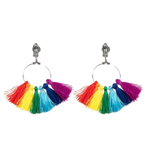 E-Carnavalskleding.nl Paar oorbellen Regenboogkwastjes