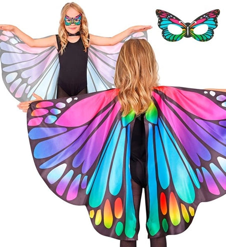 E-Carnavalskleding.nl Paars/roze vlindervleugels en oogmasker kostuum Olivia