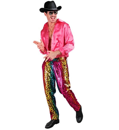 E-Carnavalskleding.nl Pailletten broek regenboog luipaard Vera