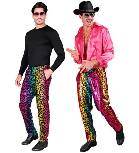 E-Carnavalskleding.nl Pailletten broek regenboog luipaard Vera