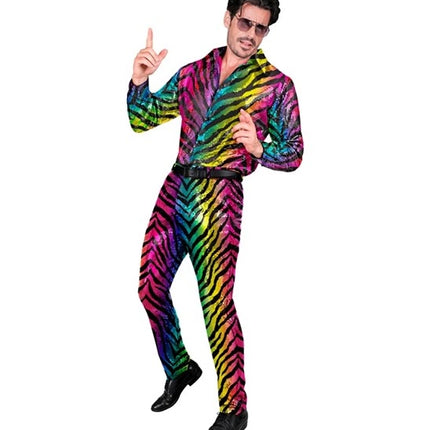 E-Carnavalskleding.nl Pailletten broek regenboog tijger Niels