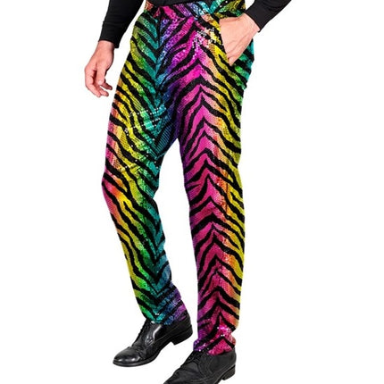 E-Carnavalskleding.nl Pailletten broek regenboog tijger Niels