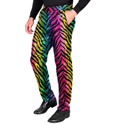 E-Carnavalskleding.nl Pailletten broek regenboog tijger Niels