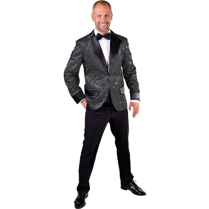 E-Carnavalskleding.nl Pailletten colbert zwart glitter