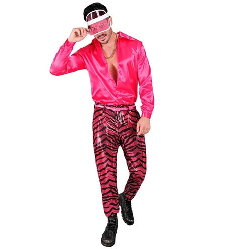 E-Carnavalskleding.nl Paillettenbroek heren tijger roze