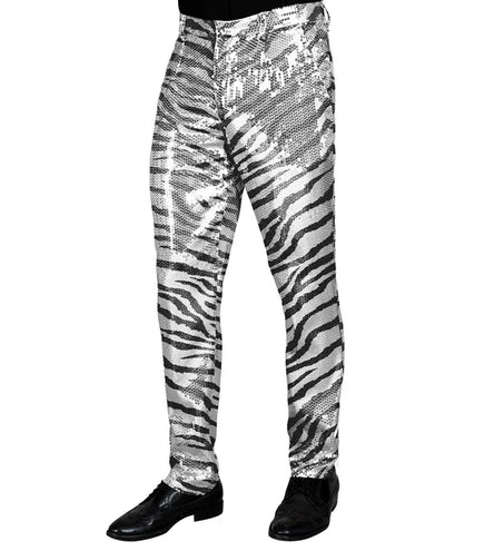 E-Carnavalskleding.nl Paillettenbroek heren zebra