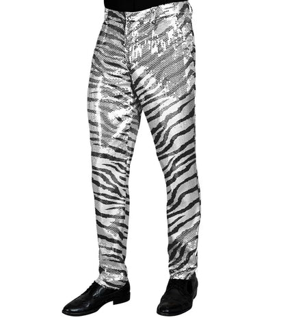 E-Carnavalskleding.nl Paillettenbroek heren zebra