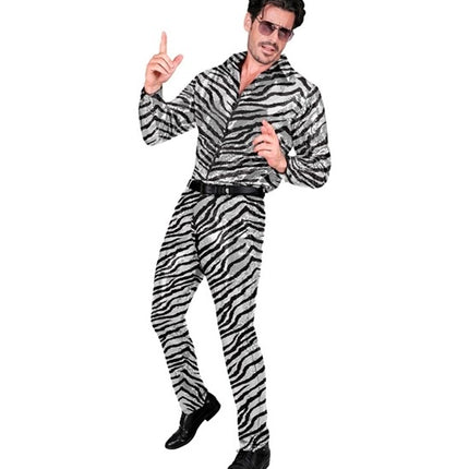 E-Carnavalskleding.nl Paillettenbroek heren zebra