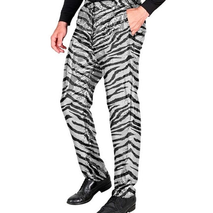 E-Carnavalskleding.nl Paillettenbroek heren zebra