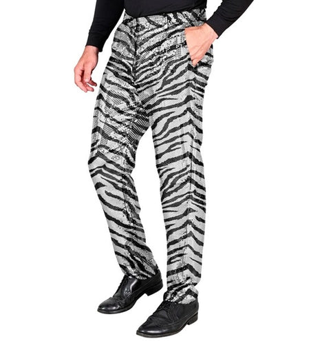 E-Carnavalskleding.nl Paillettenbroek heren zebra