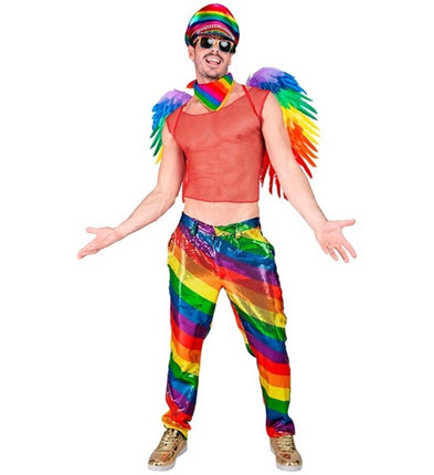 E-Carnavalskleding.nl Paillettenbroek regenboog kostuum Daan