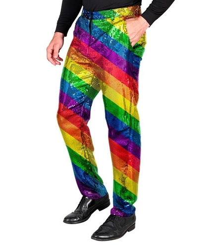 E-Carnavalskleding.nl Paillettenbroek regenboog kostuum Daan