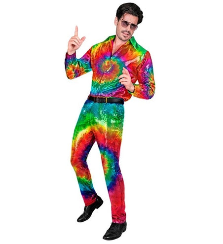 E-Carnavalskleding.nl Paillettenbroek tye die kostuum Niek