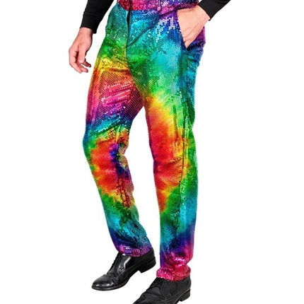E-Carnavalskleding.nl Paillettenbroek tye die kostuum Niek