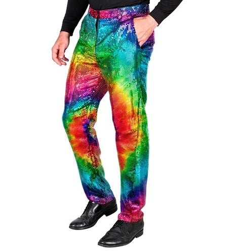 E-Carnavalskleding.nl Paillettenbroek tye die kostuum Niek