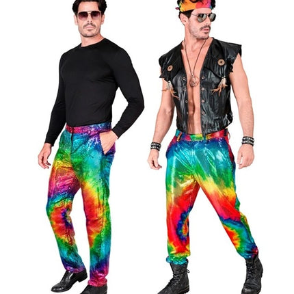 E-Carnavalskleding.nl Paillettenbroek tye die kostuum Niek
