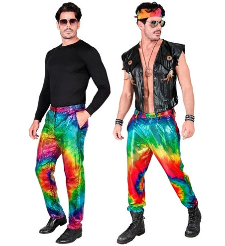 E-Carnavalskleding.nl Paillettenbroek tye die kostuum Niek