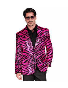 E-Carnavalskleding.nl Paillettencolbert dierenprint roze