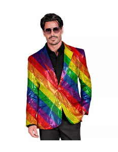E-Carnavalskleding.nl Paillettencolbert regenboog
