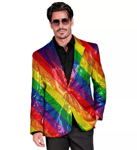 E-Carnavalskleding.nl Paillettencolbert regenboog
