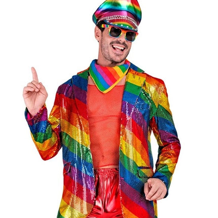 E-Carnavalskleding.nl Paillettencolbert regenboog